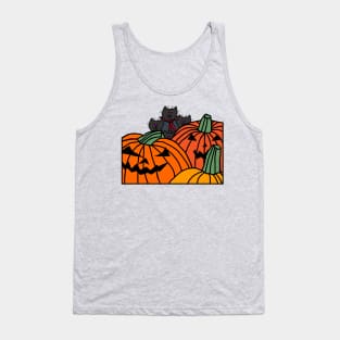 Vampire Cats and Halloween Horror Pumpkins Tank Top